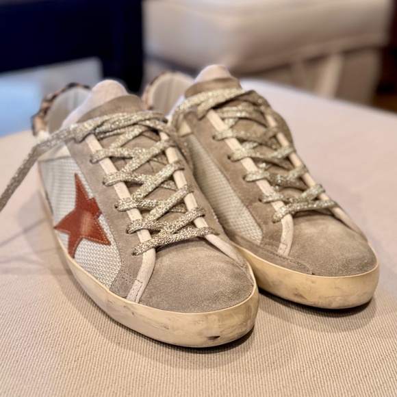 GOLDEN GOOSE | Super-Star with Leopard Print Calf Hair Heel + Burnt Orange Star - Picture 11 of 14
